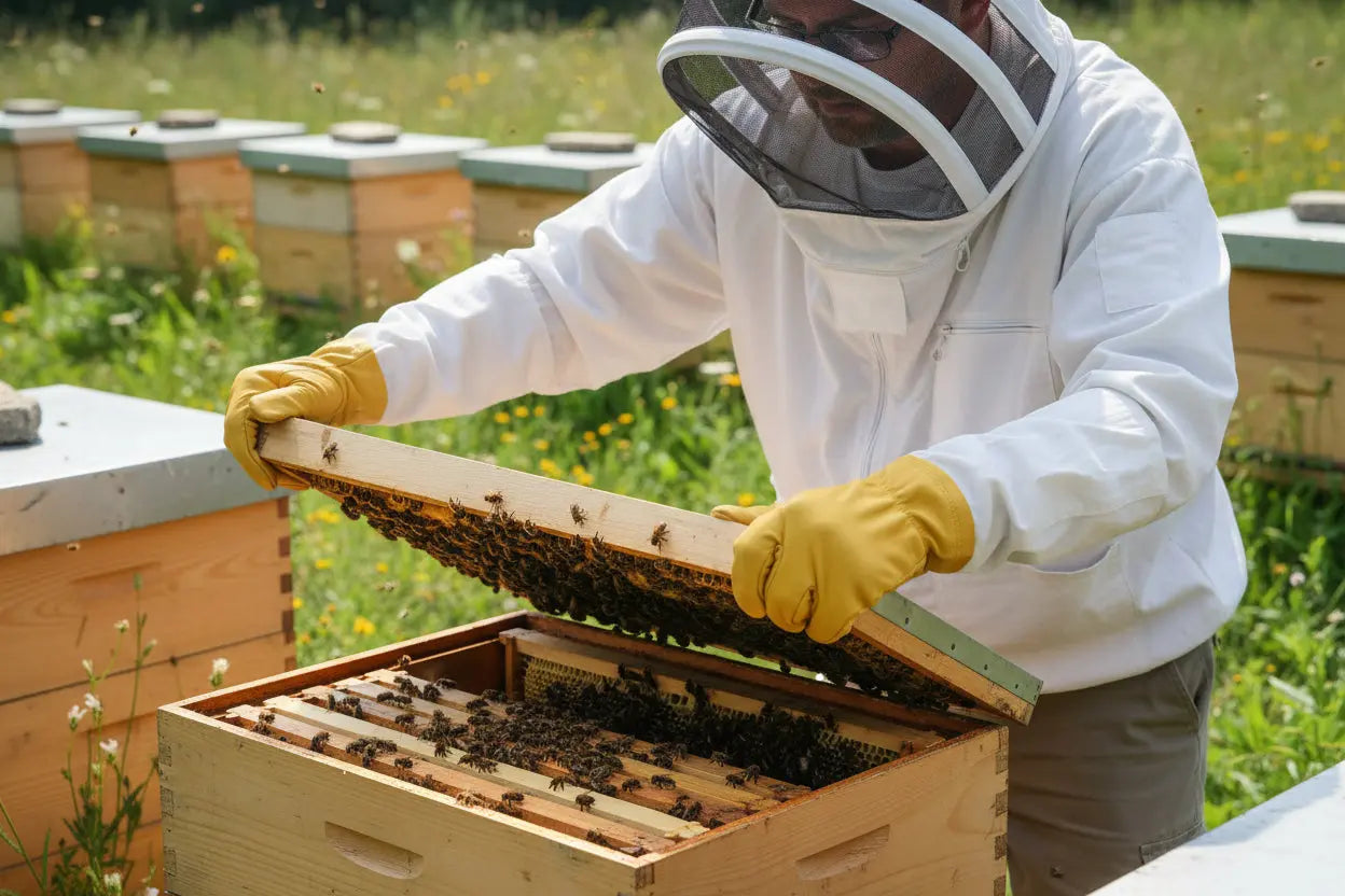 Beekeeper Gloves / Cotton and Sheepskin Die Biene Honey Farm