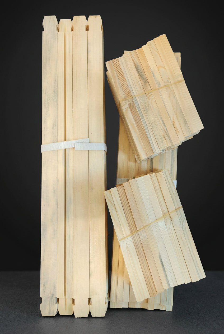 Medium Hive Frame 6 1/4" Grooved Top Bar Grooved Bottom Bar, Unassembled (Box of 20)